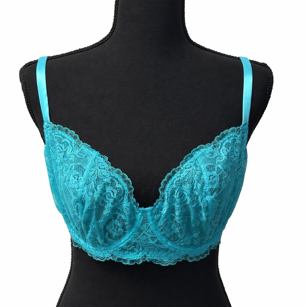 Cosabella Courtney Underwire Demi Bra Teal Green Lace 36D COURT1171 New